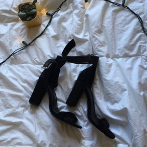 Black velvet high heels